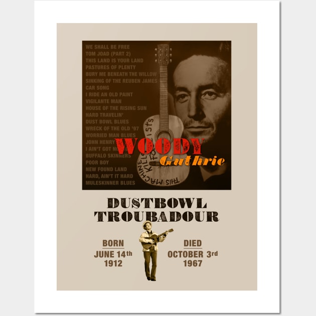 Woody Guthrie - Dustbowl Troubadour Wall Art by PLAYDIGITAL2020